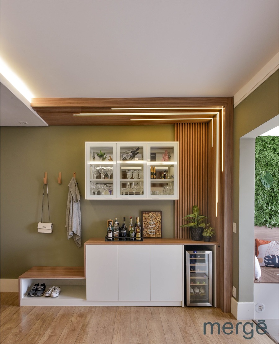 Apto BM – bar com marcenaria branca e madeira